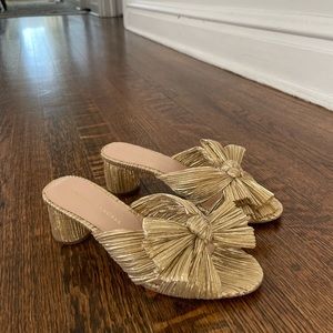 Loeffler Randall Gold Emilia Pleated Knot Sandal